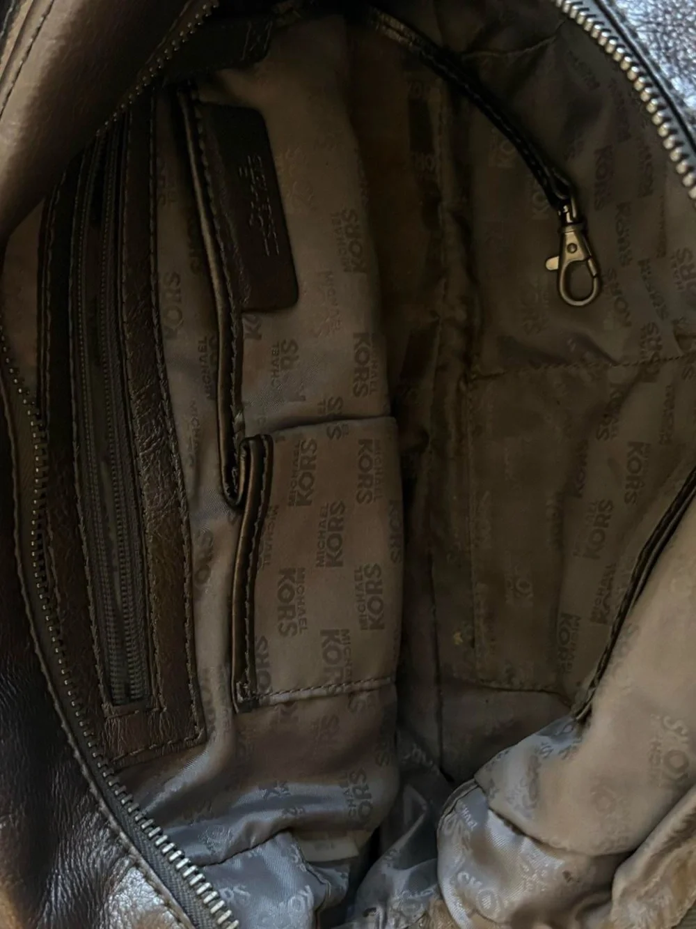 Michael Kors Metallic Gray Leather Messenger Satchel